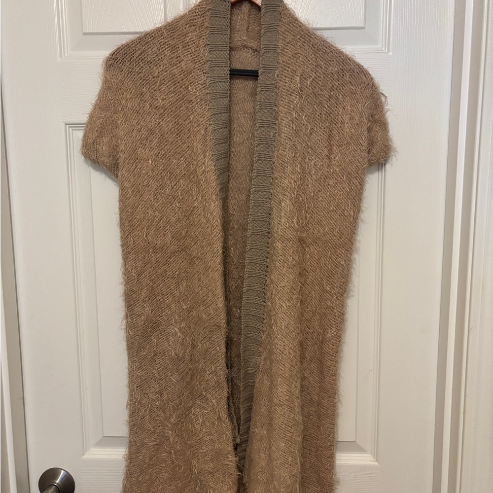 Elegant Tan Open-Front Cardigan